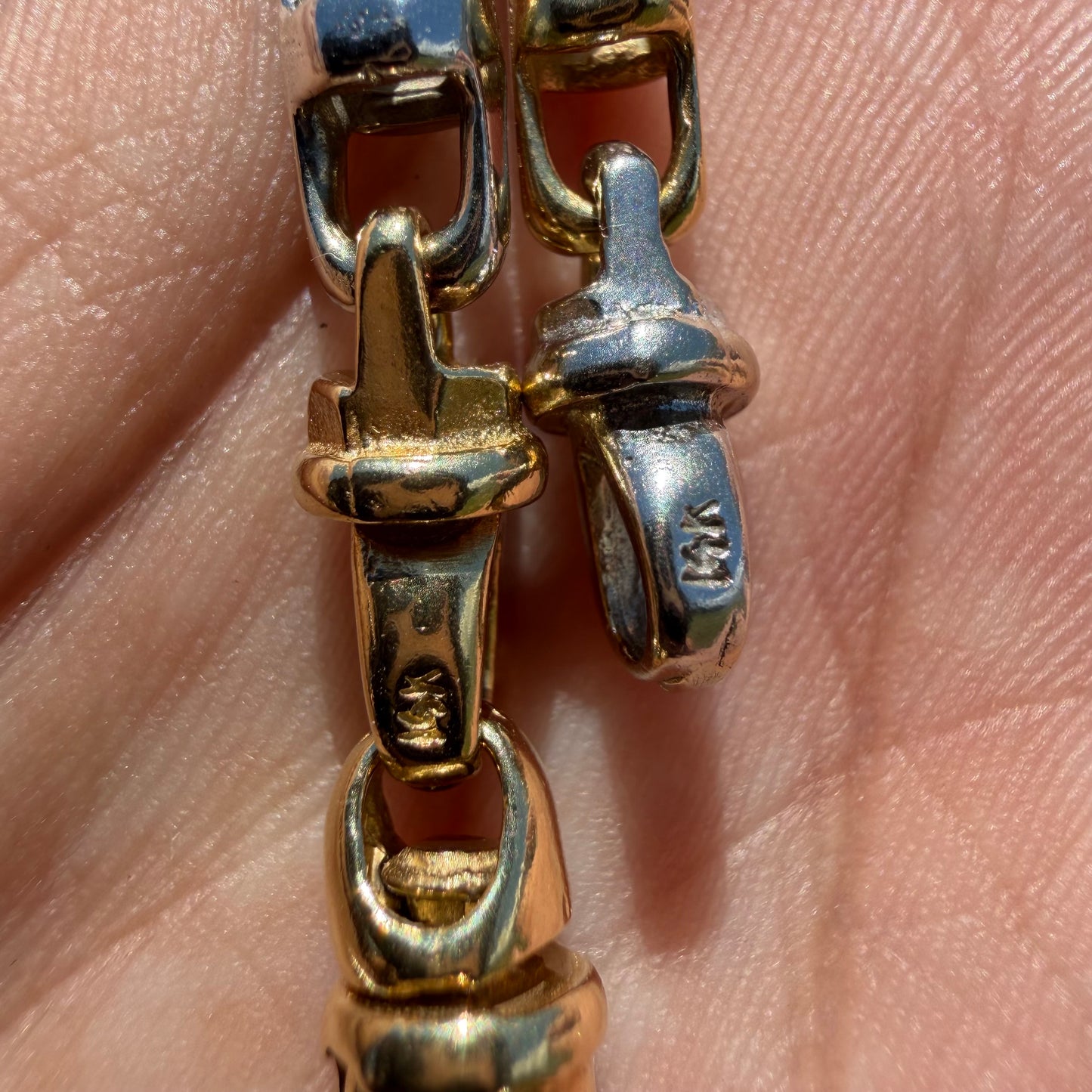 1980’s Solid 14k Two-Tone Yellow & White Gold Fancy Chaine D’ Ancre Mariner Link Necklace (22.5”)