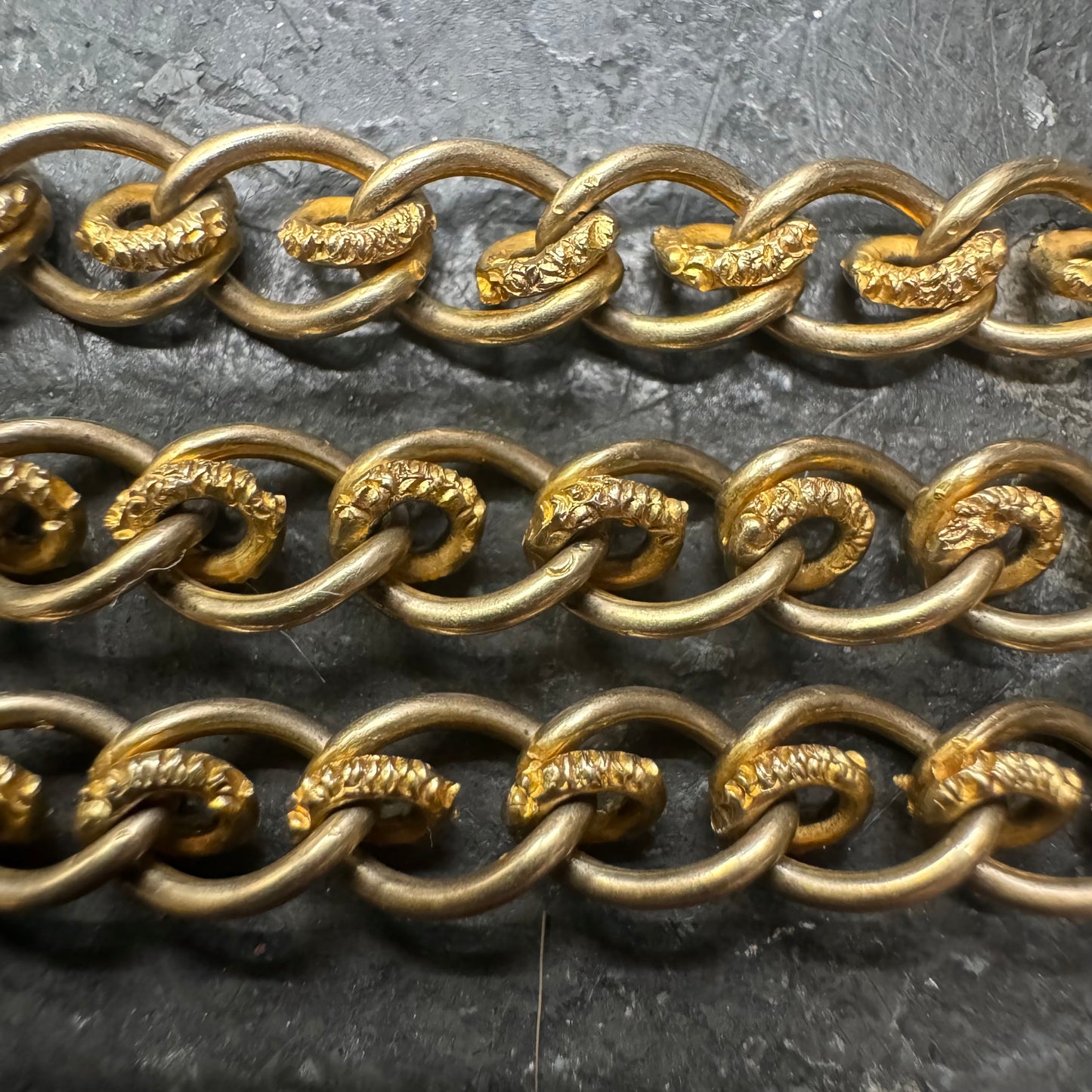 1930’s Art Deco Solid 14k Yellow Gold Double Albert Watch Chain Fancy Curb Link Necklace (19”)