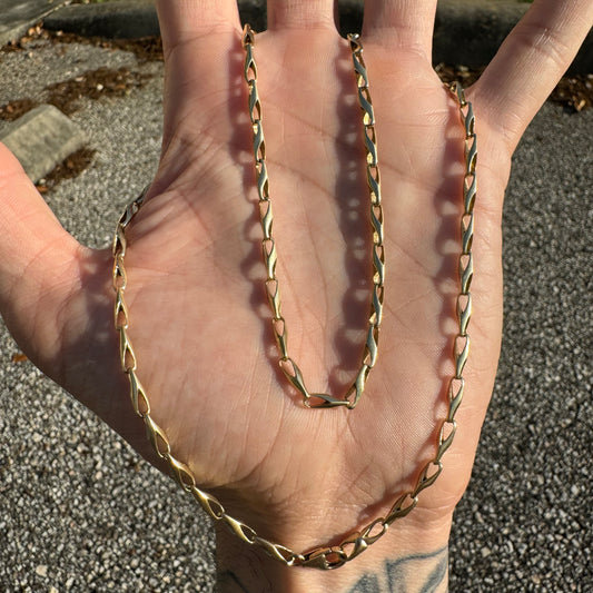 Vintage Solid 14k Yellow Gold Fish Eye Link Necklace (21”)