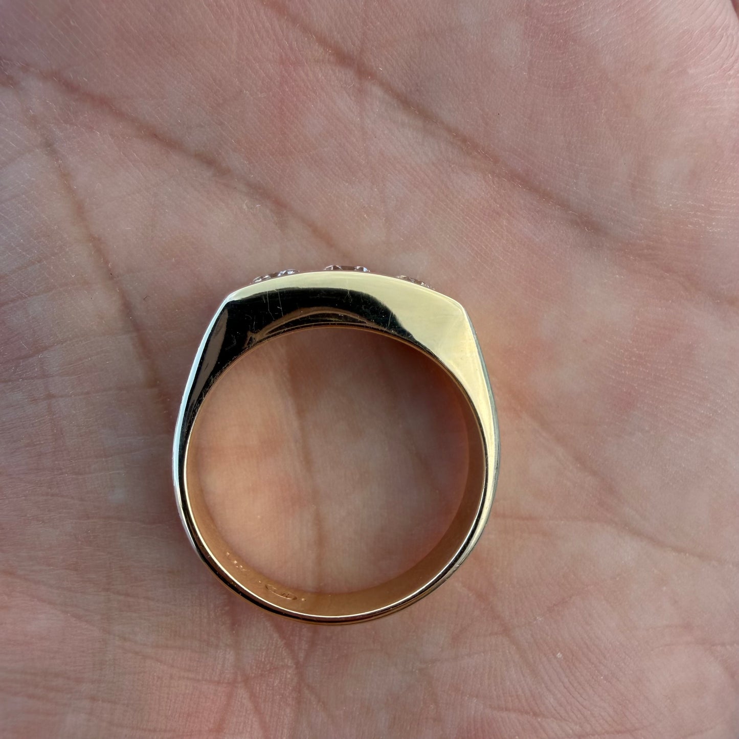 Vintage Solid 14k Yellow Gold .75ctw Natural Diamond Trilogy Ring (10.5)