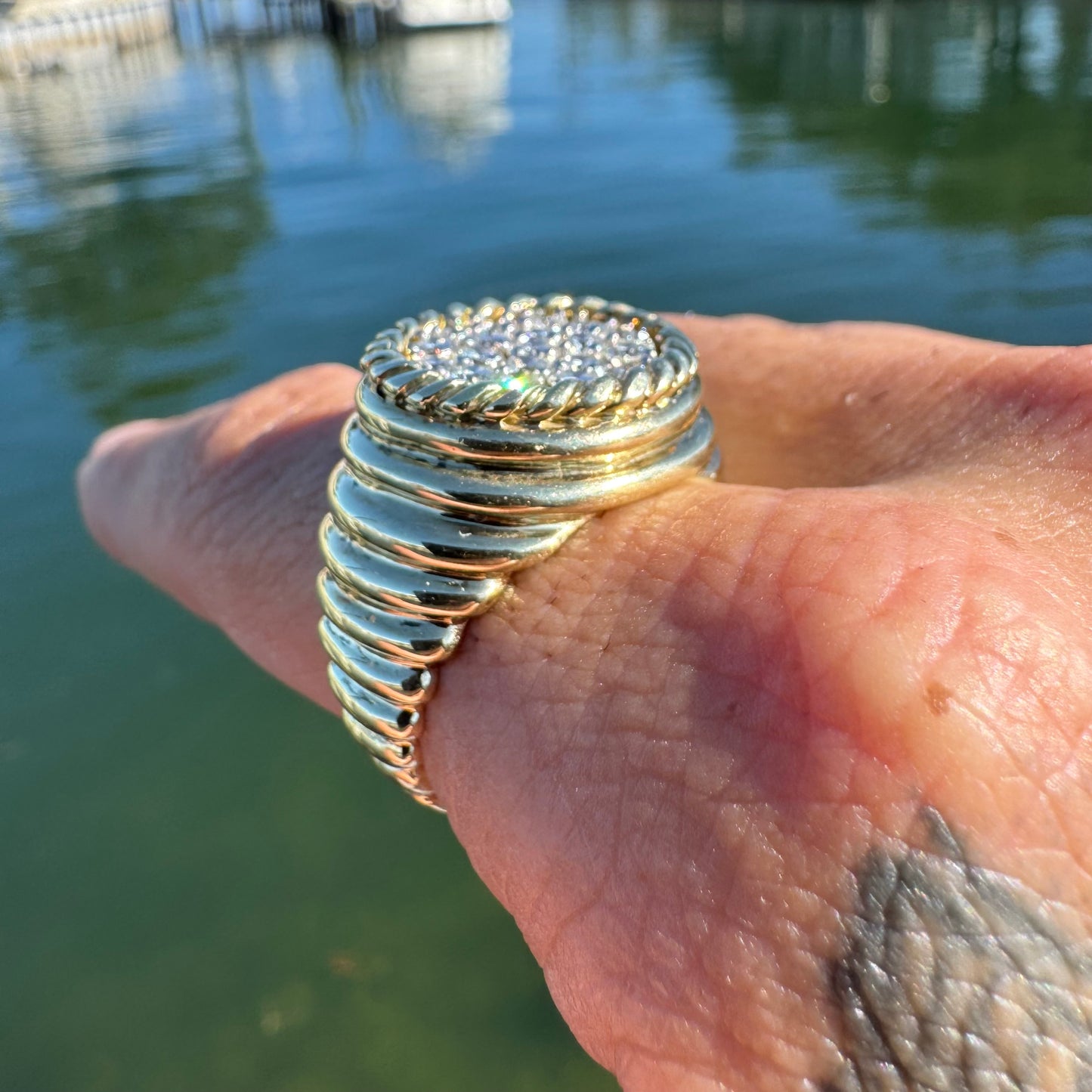1970’s Solid 14k Yellow Gold 2.0ctw Natural VS Diamond Heavyweight Cluster Ring (12)