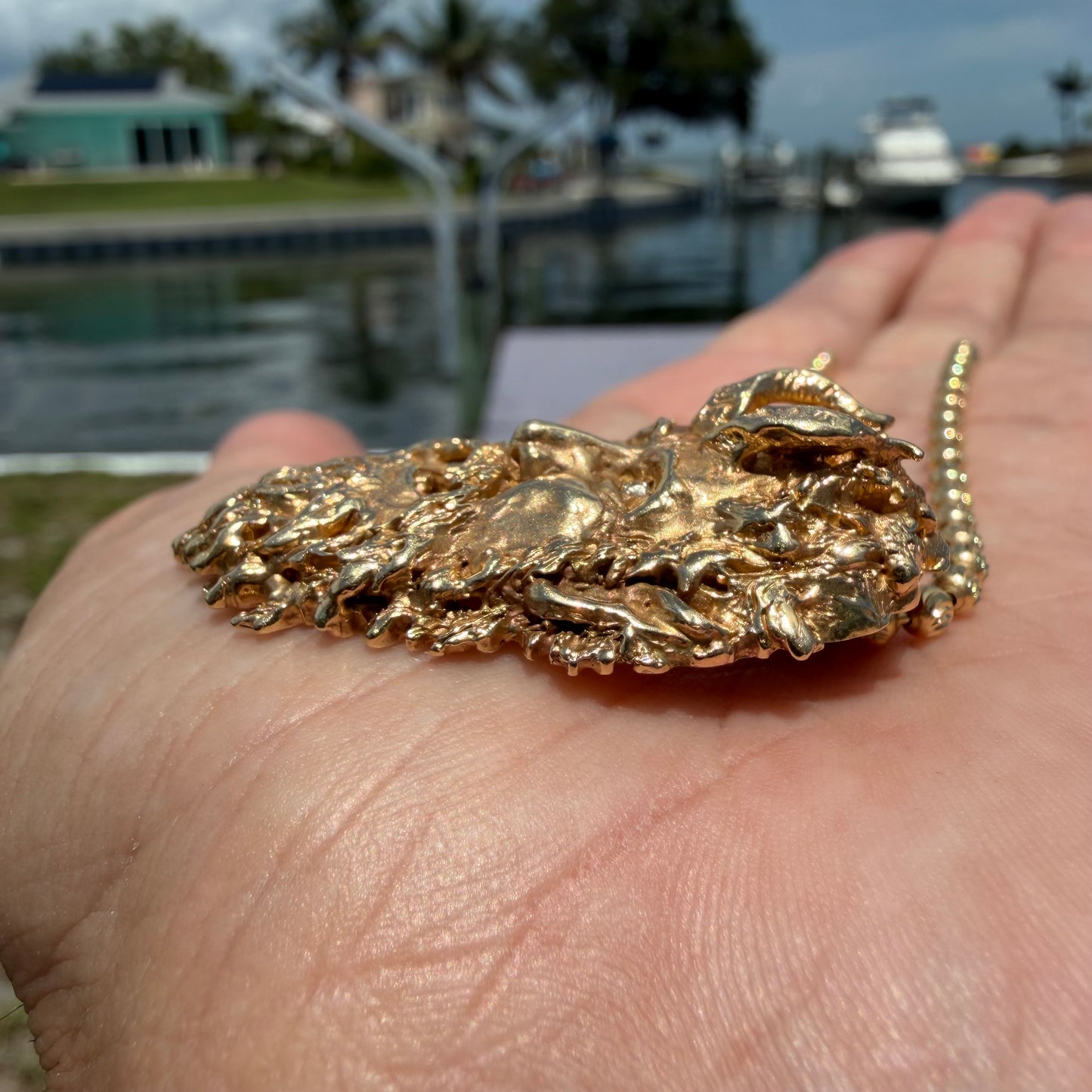 Vintage Solid 14k Yellow Gold Large Dionysus/Bacchus Pendant