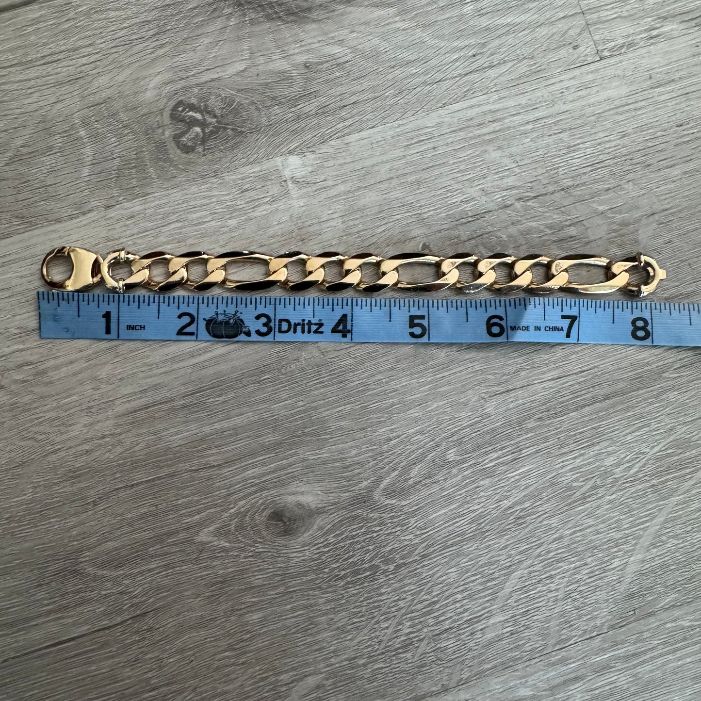 Vintage Solid 14k Yellow Gold Heavyweight Figaro Link Bracelet (8”)