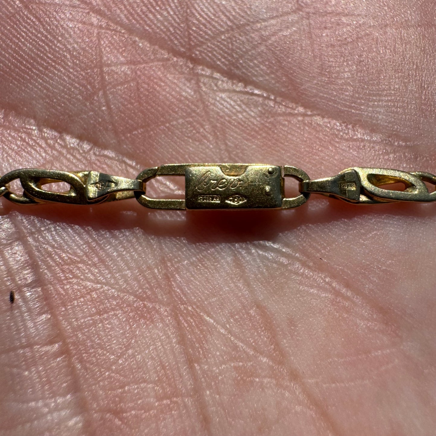 Vintage Solid 18k Italian Yellow Gold “Tigers Eye” Mariner Link Necklace By Fratelli Chini (22”)