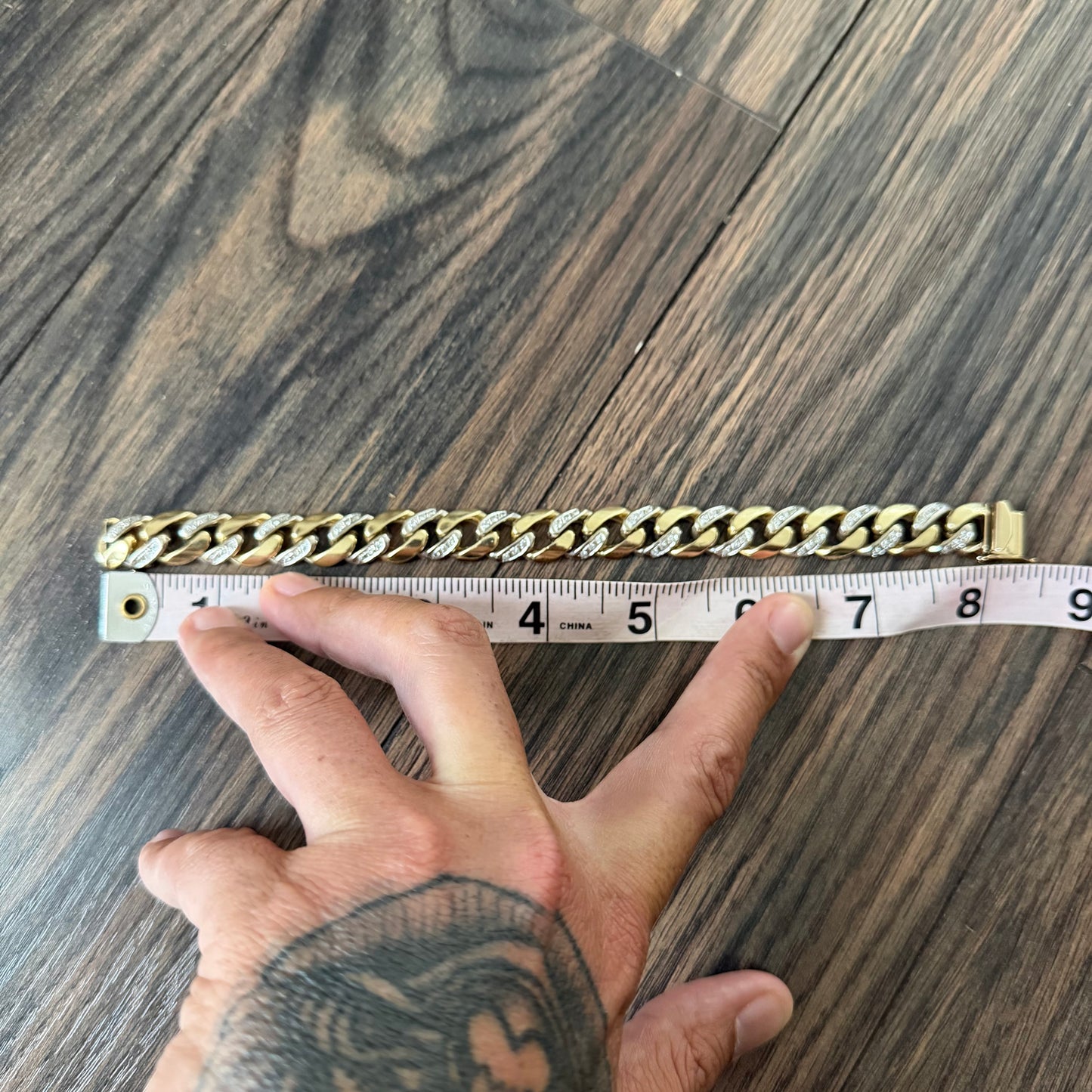 Vintage Solid 14k Two-Tone Yellow & White Gold Super Heavyweight 2.0ctw Natural Diamond Encrusted Cuban Link Bracelet (8”)