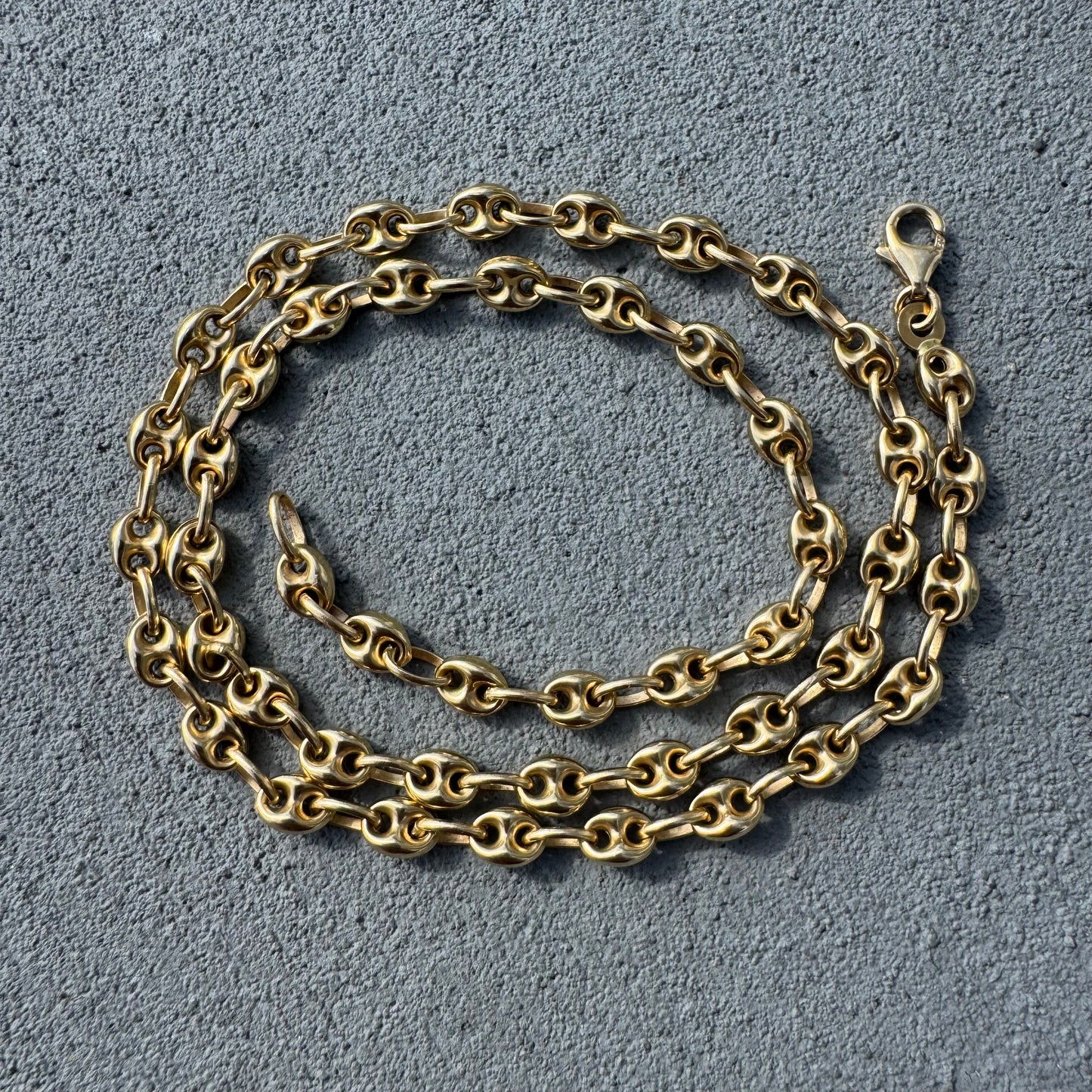 Vintage 18k Yellow Gold Classic Puffed Mariner Link Necklace (17.75”)