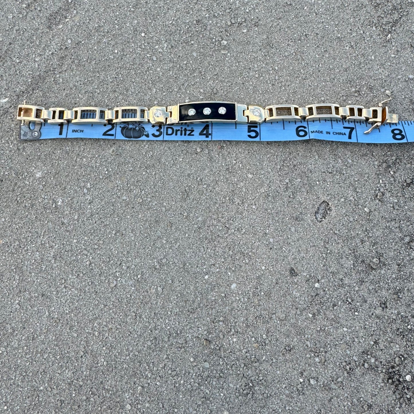 1980’s Solid 14k Yellow Gold 1.0ctw Natural Diamond Black Onyx Heavyweight Bracelet (7.5”)