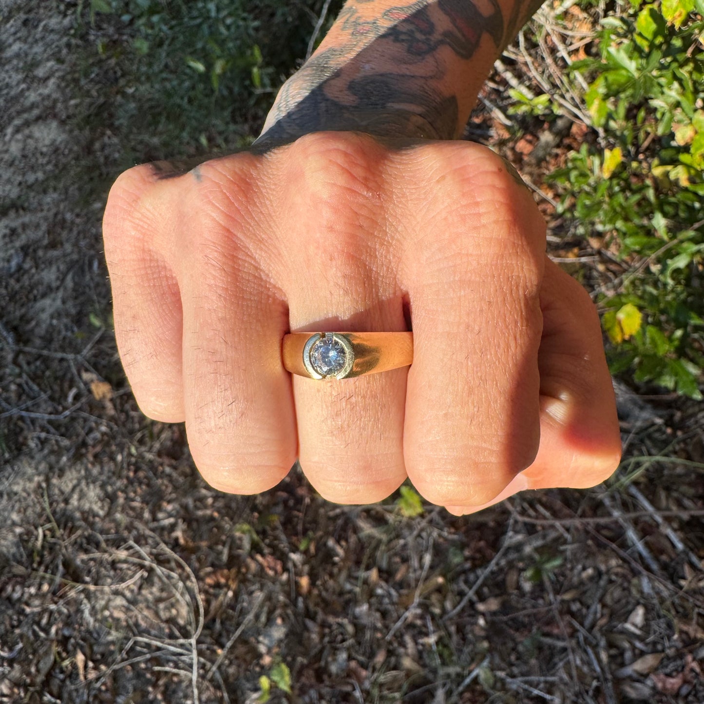 Vintage Solid 14k Yellow Gold .75ct Natural VS1 Diamond Gypsy Ring (13)