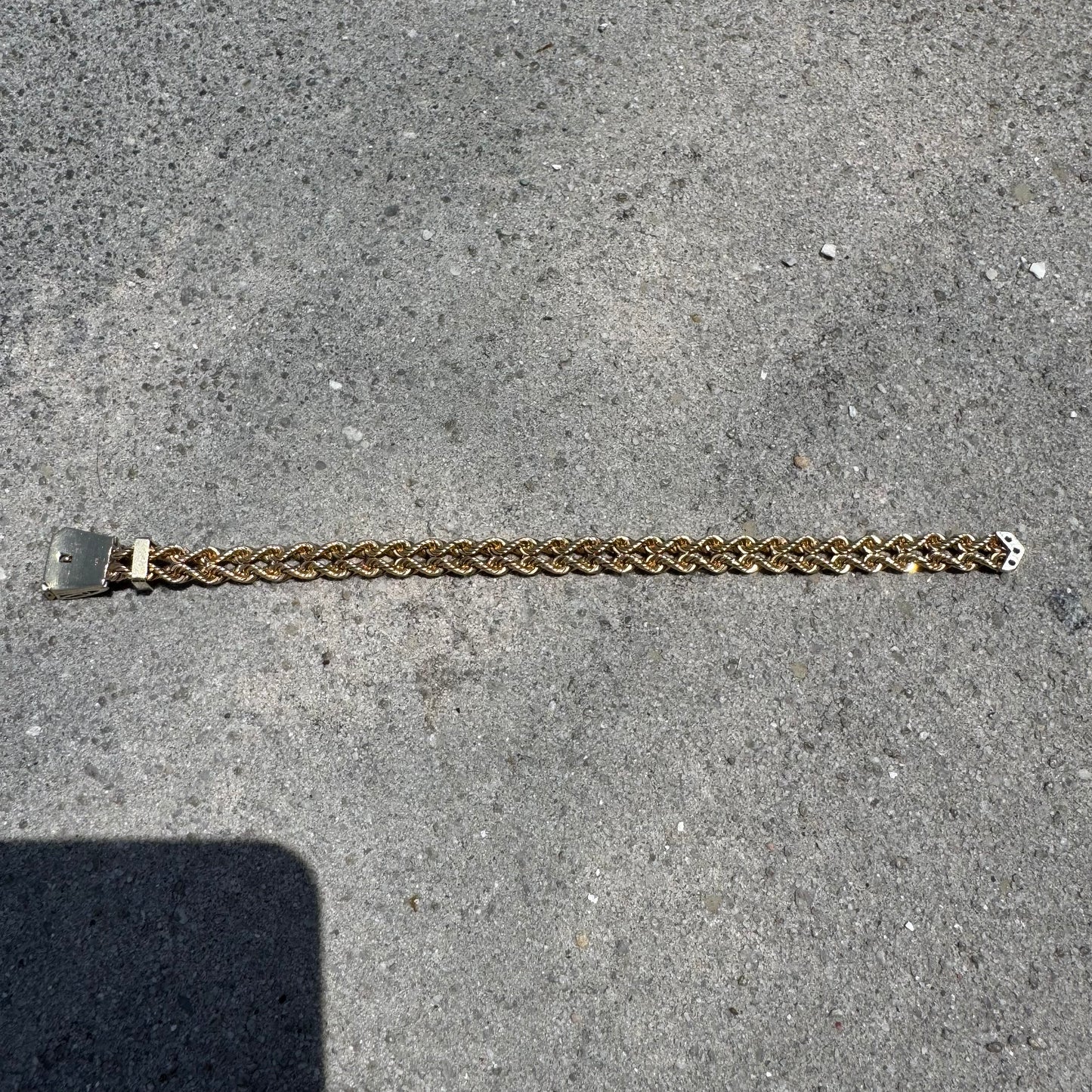 Circa 1970’s Solid 14k Yellow Gold .75ctw Natural Diamond Double Rope Belt Bracelet (Fits 5”-7”)