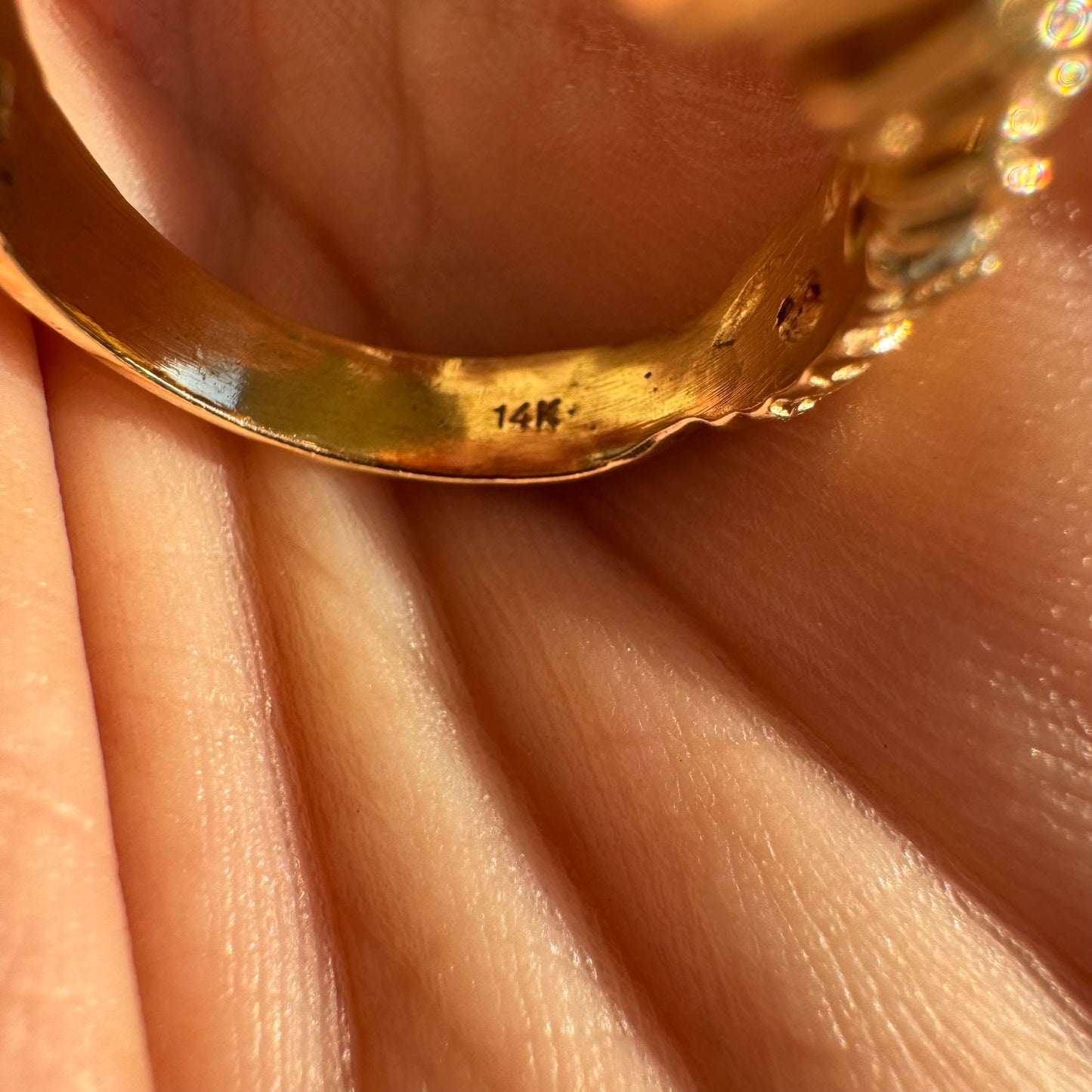 Vintage Solid 14k Yellow Gold .90CTW Natural Diamond Brutalist Nugget Cluster Ring (7.5)