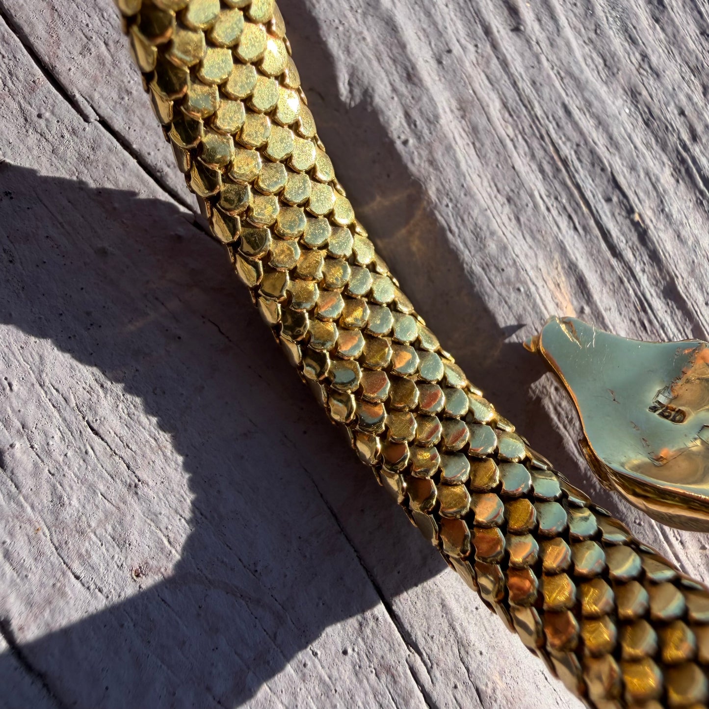 Circa 1940’s Italian Designer 18k Yellow Gold Flexible Mesh Heavyweight Snake Bracelet (6”-7.75”)