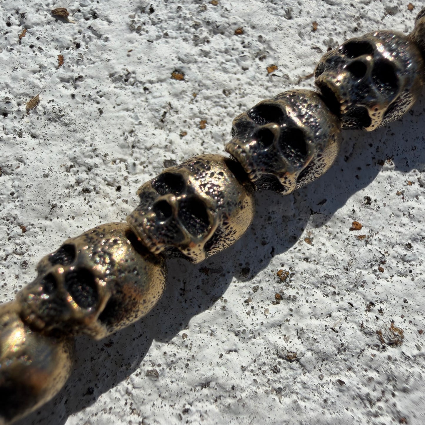 David Yurman 18k Yellow Gold Memento Mori Skull Bracelet (Medium-7.75”)