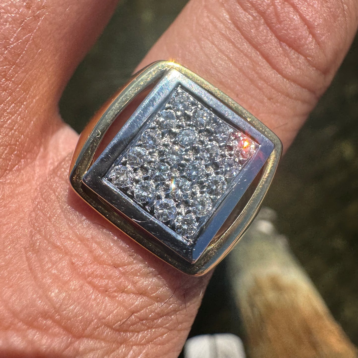 Vintage Solid 18k Gold 1.0ctw Natural VS Diamond Signet Ring (9.75)