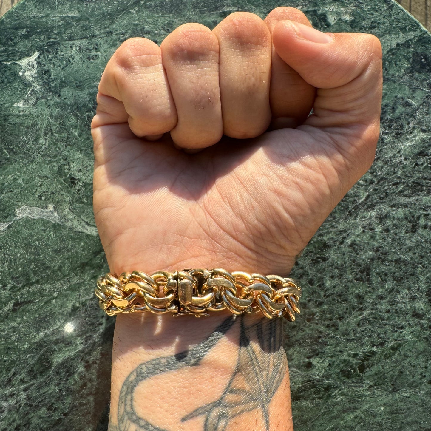 Mid-Century Tiffany & Co. Solid 14k Yellow Gold Heavyweight Chunky Chino Link Bracelet (8”)
