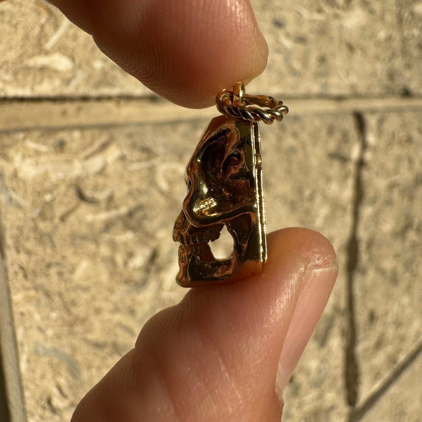 Custom 18k Yellow Gold Reaper Deaths Head Skull Pendant