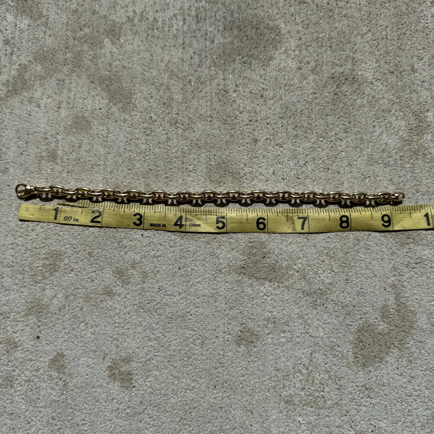 Vintage Solid 14k Yellow Gold Heavy Chaine D Ancre Puffed Gucci Link Bracelet (9”)