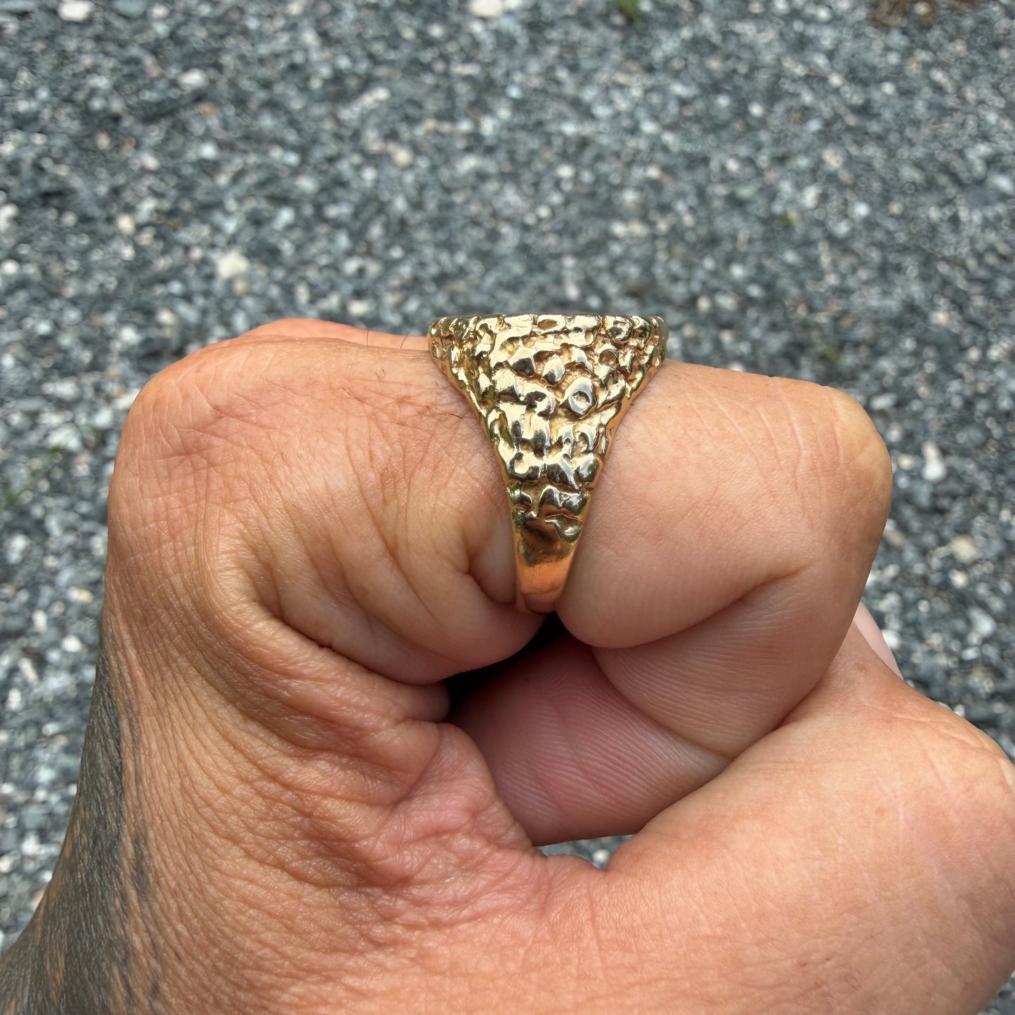 1909 Indian Head $2.50 Gold Coin 14k Yellow Gold Nugget Ring (11.5)