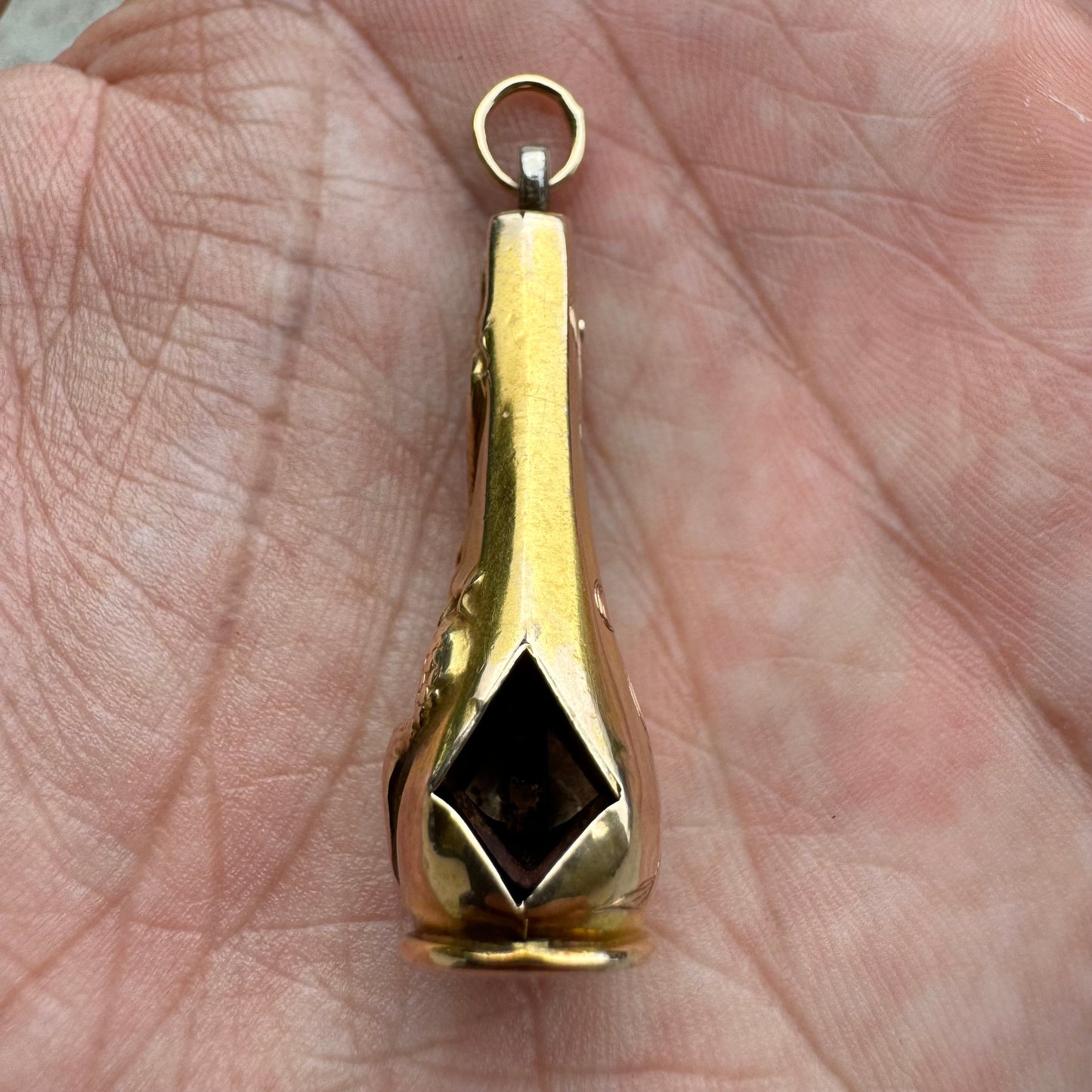 Circa 1910’s Art Nouveau 10k Gold Snake Cigar Cutter Fob Pendant