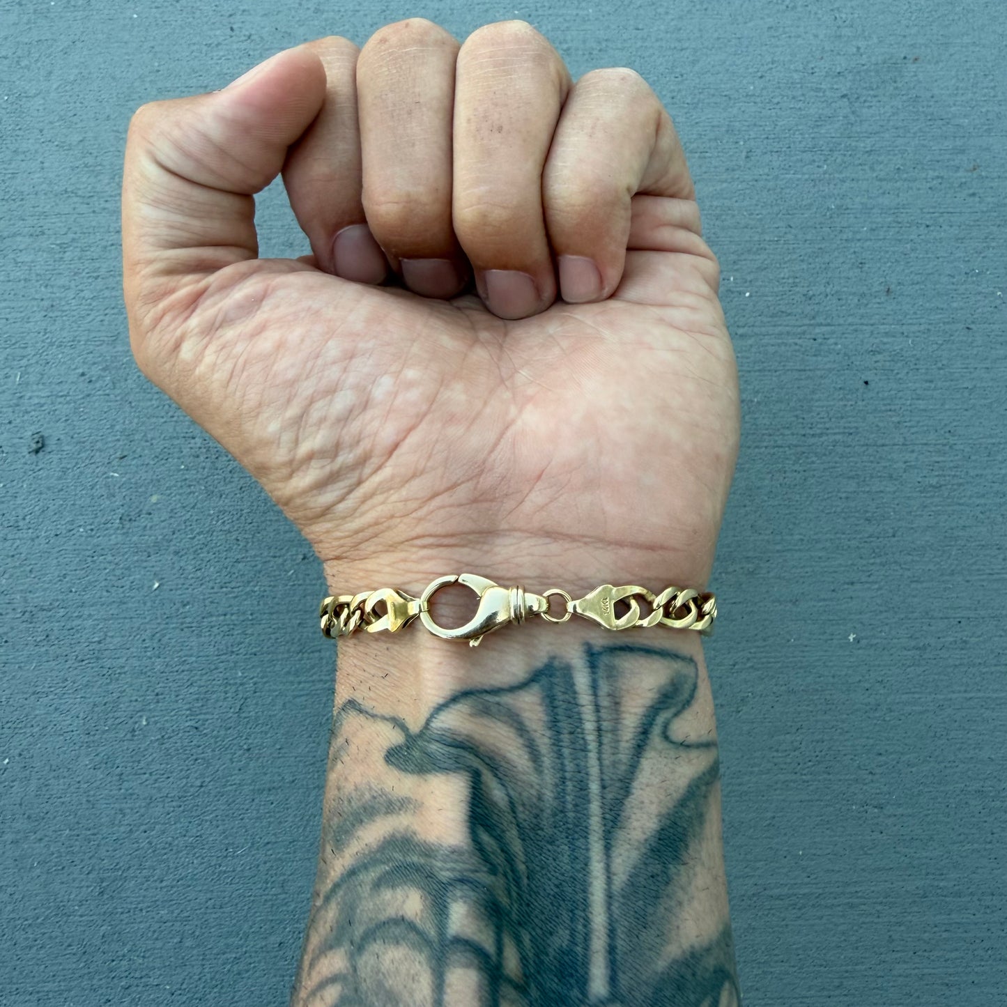 Vintage Solid 14k Italian Yellow Gold Tigers Eye Link Bracelet (7”)