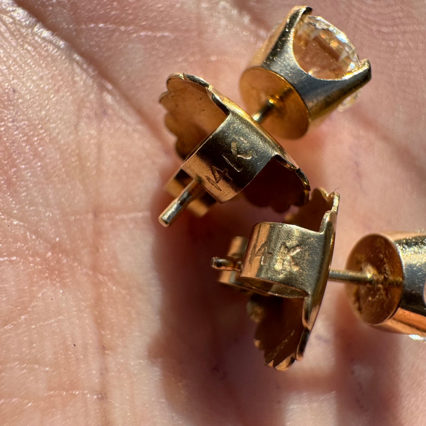 Vintage 2.0ctw Natural Diamond 4 Prong 14k Yellow Gold Stud Earrings