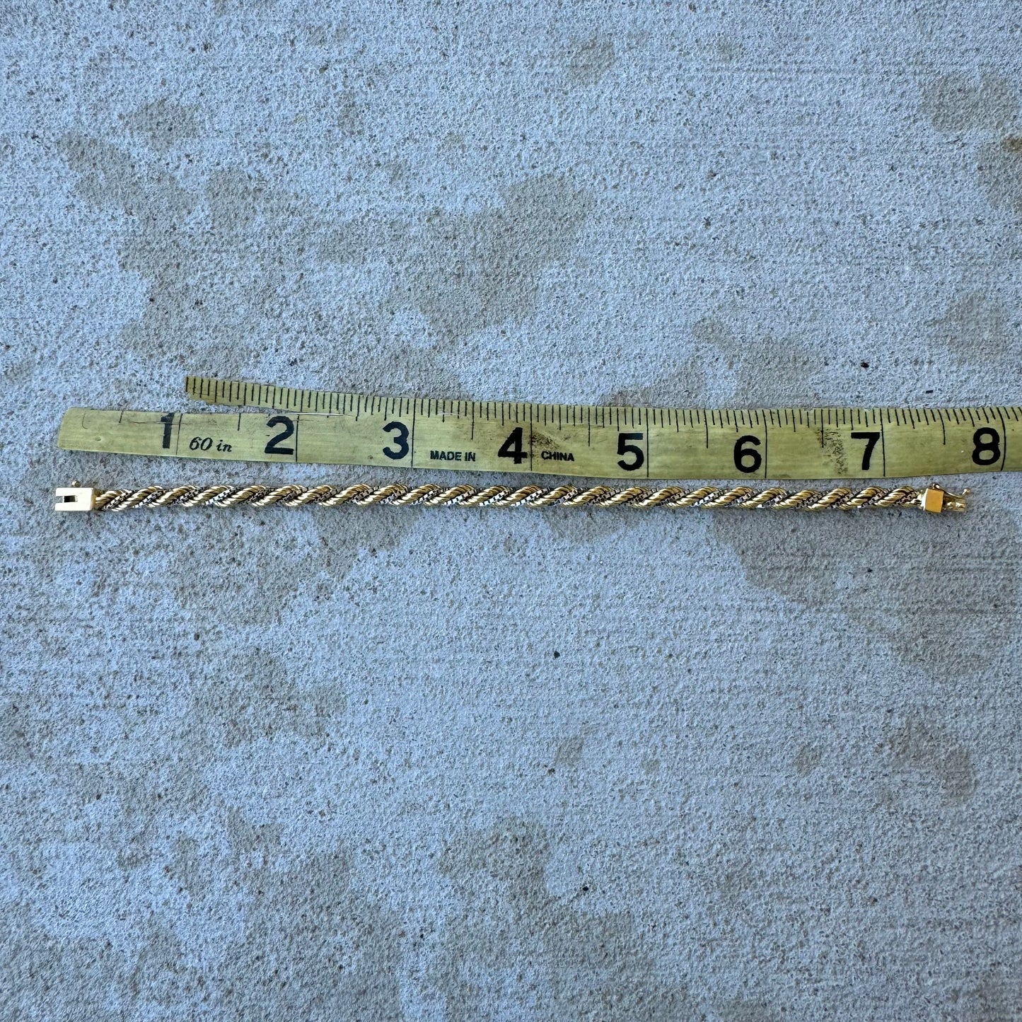 Vintage 18k Two-Tone Italian Designer Interwoven Box Link Rope Bracelet (7.5”)