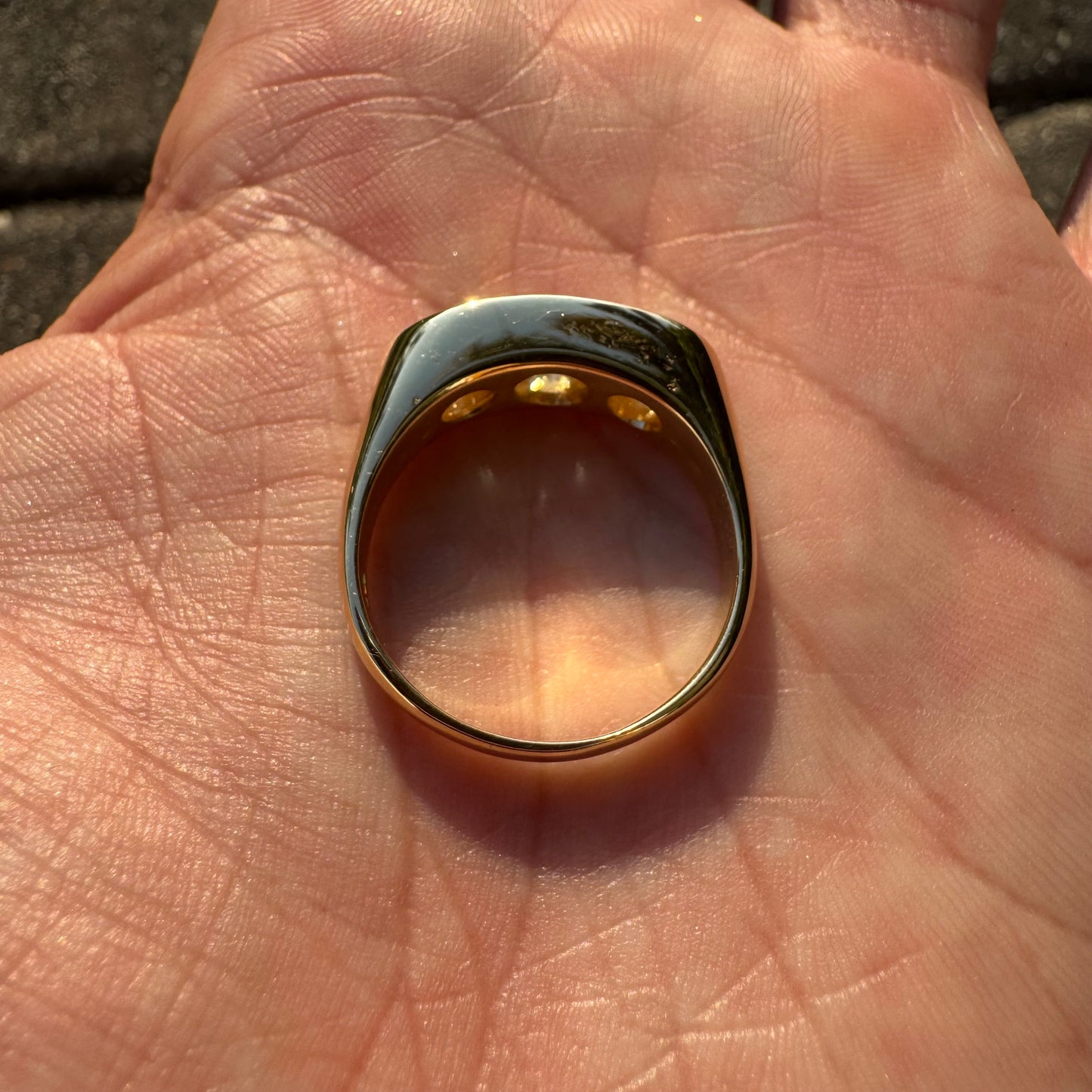 Vintage Solid 18k Yellow Gold 1.5ctw Natural Old Mine Cut Diamond Trilogy Ring (11)