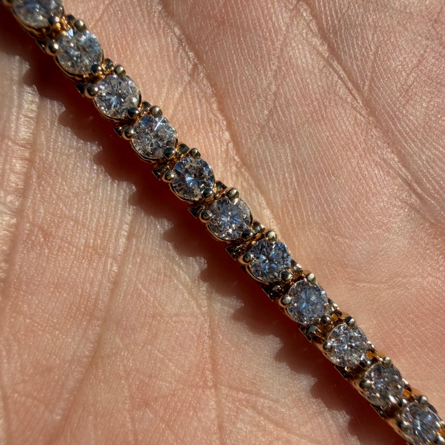 Vintage Solid 14k Yellow Gold 6.0ctw Natural Diamond Martini Set Tennis Bracelet (7”)