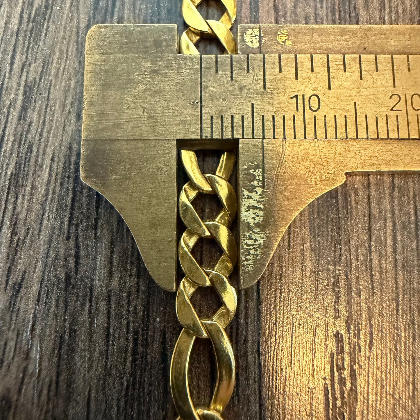 Vintage Solid 18k Yellow Gold Old School Figaro Link Necklace (18”)