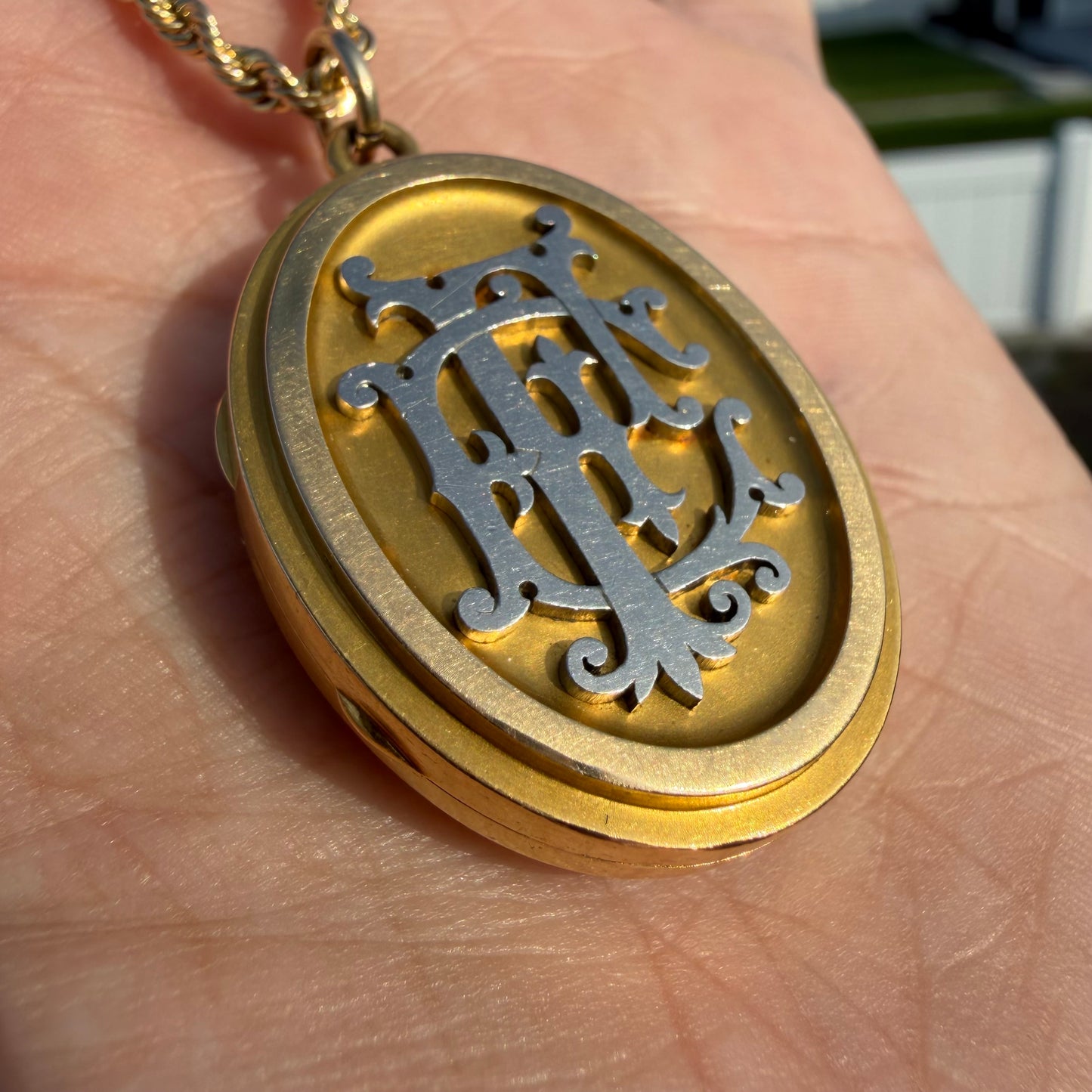 Victorian Solid 18k Yellow Gold/Platinum Large Medieval Burgonet Helmet Locket Pendant