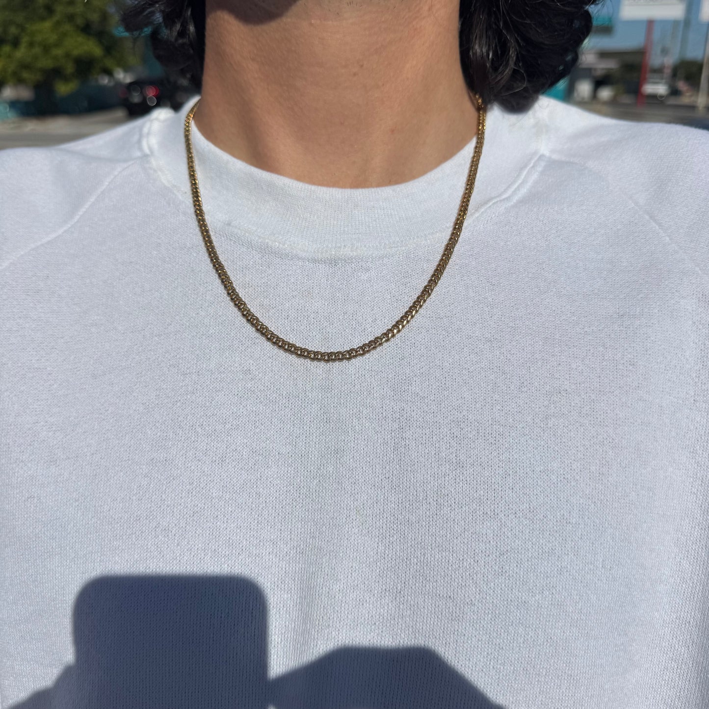 Mid-Century Solid 18k Yellow Gold Handcrafted Cuban Curb Link Necklace (21.25”)