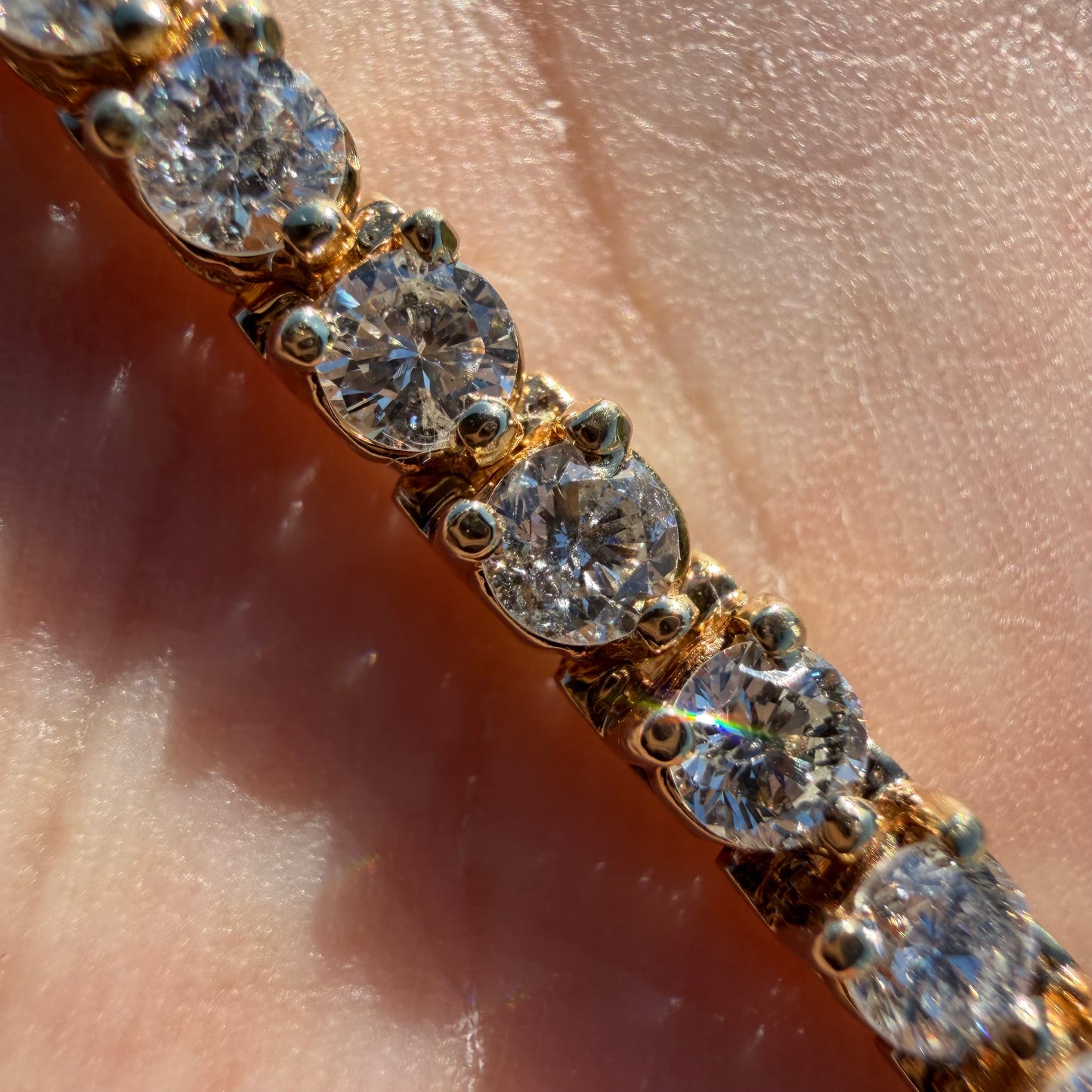 Vintage Solid 14k Yellow Gold 6.0ctw Natural Diamond Martini Set Tennis Bracelet (7”)