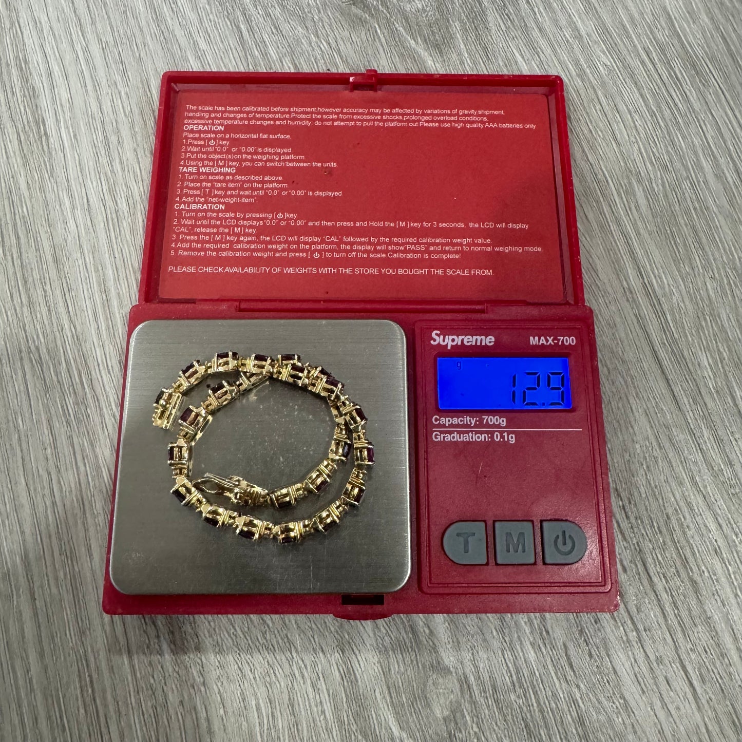 Vintage 14k Yellow Gold 6.25ctw Natural Ruby .50ctw Natural Diamond Tennis Bracelet (7.9”)