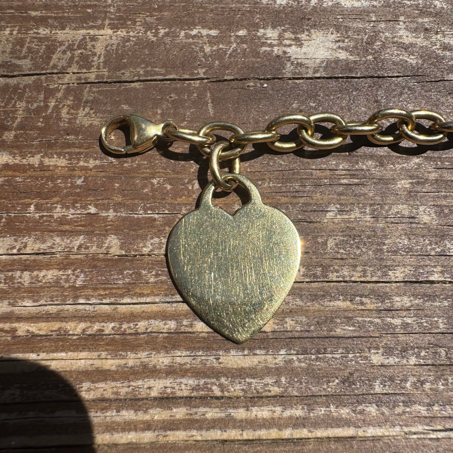 Tiffany & Co. Solid 18k Yellow Gold Cable Link Heart Tag Bracelet (7.75”)