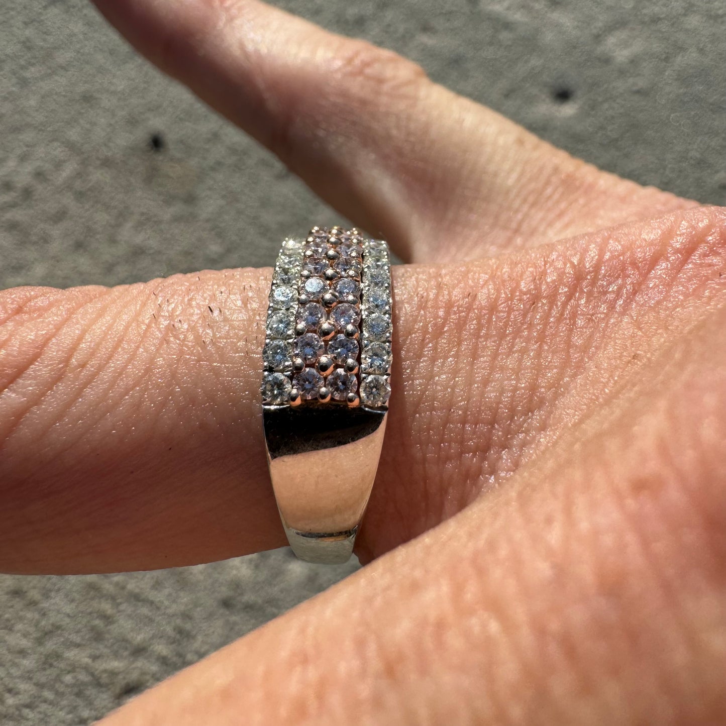 Brand New 14k White/Rose Gold 1.3ctw Natural VS Pink/White Diamond Band (8)