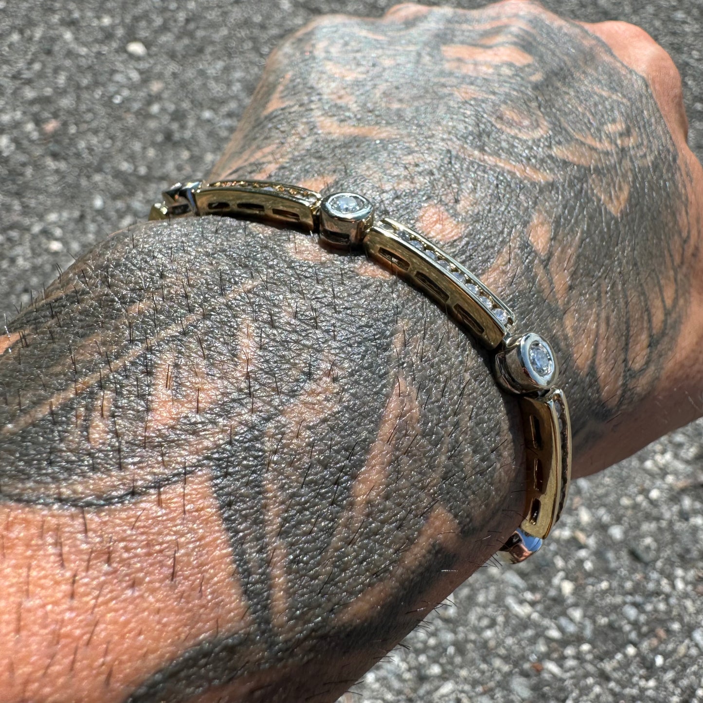 Custom 14k Two-Tone 3.5CTW Natural Diamond Bracelet (6.5”)