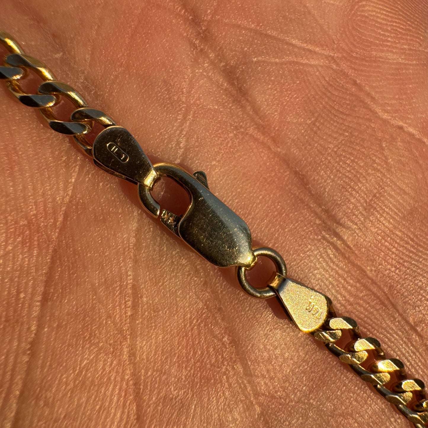 Vintage Solid 14k Yellow Gold Knife Edged Cuban Curb Link Necklace (20.5”)