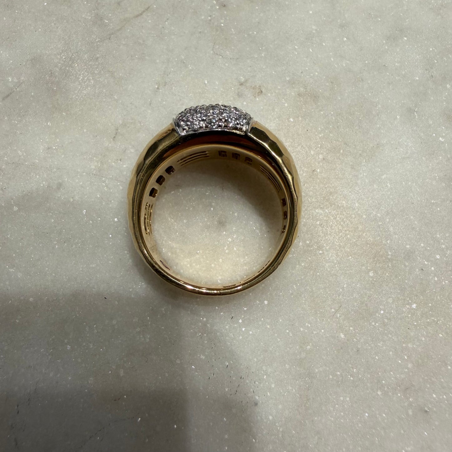 Roberto Coin 18k Italian Yellow Gold 1.25ctw Natural Diamond Martellato Designer Ring (6.5)