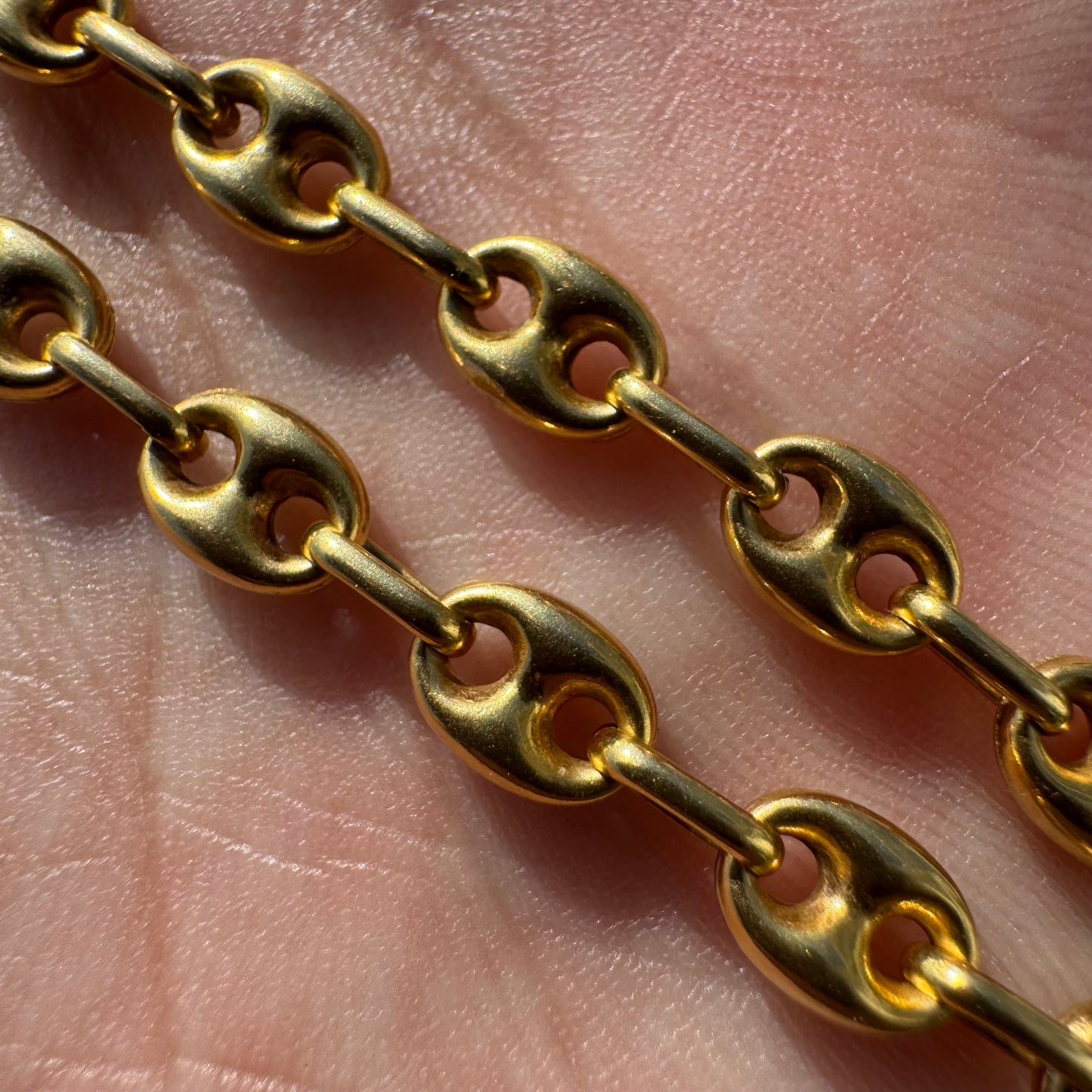 Vintage 14k Vibrant Yellow Gold Italian Puffed Mariner Link Necklace (20.75”)