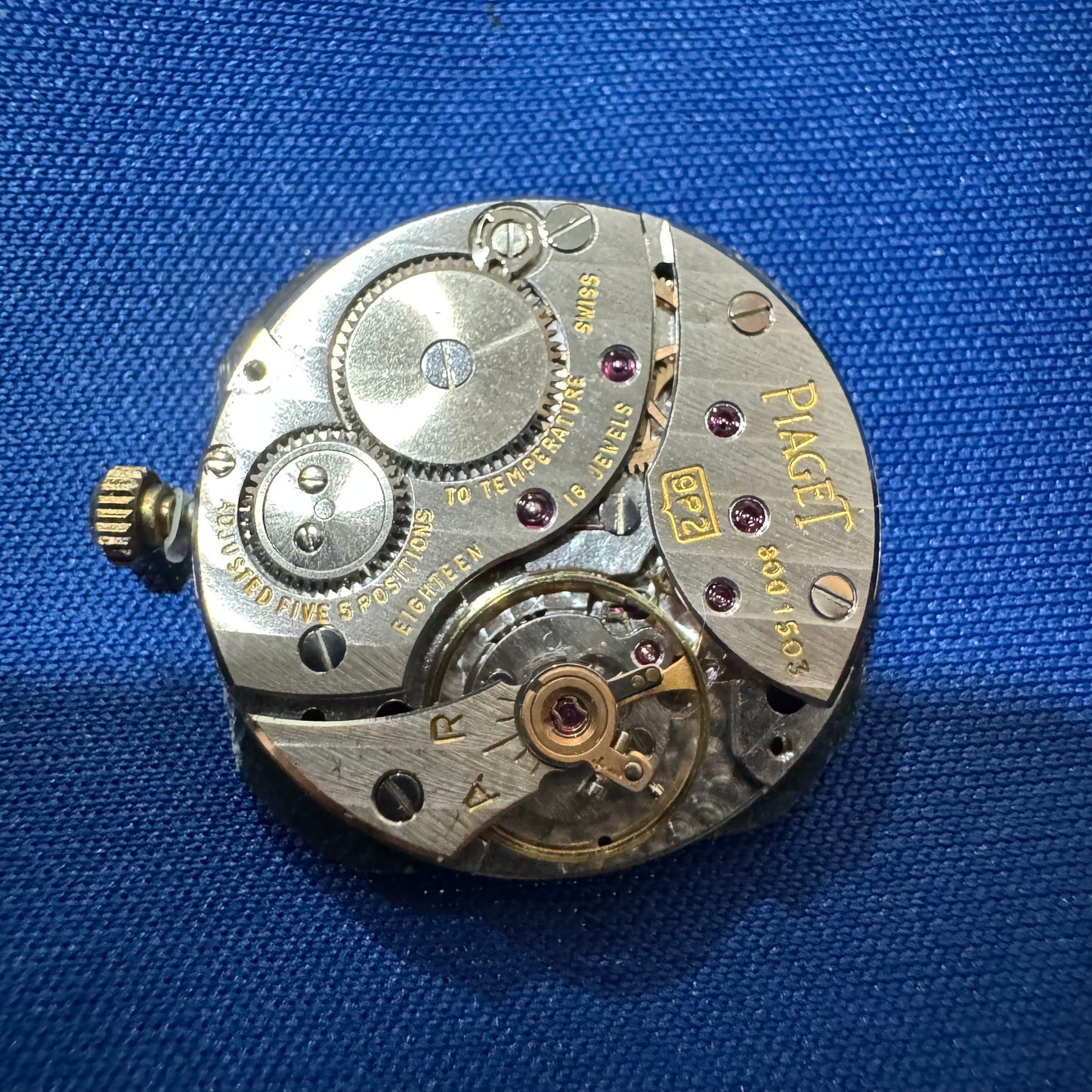 Late 1970’s/Early 1980’s Piaget Solid 18k Yellow Gold Factory Diamond Bezel Falcons Eye Stone Dial 9908 D11 Watch (7.5”)