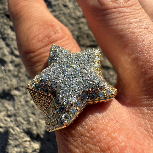 Custom 5.75CTW Natural Diamond Flooded 14k Yellow Gold 3D Star Ring (9.75)