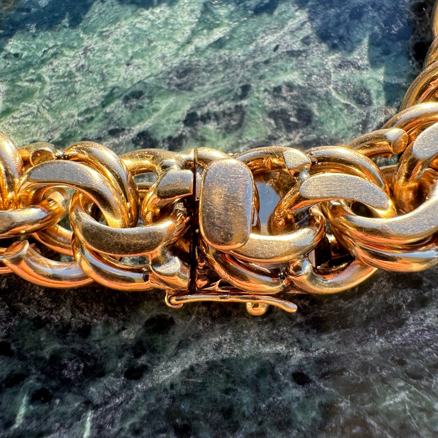 Mid-Century Tiffany & Co. Solid 14k Yellow Gold Heavyweight Chunky Chino Link Bracelet (8”)