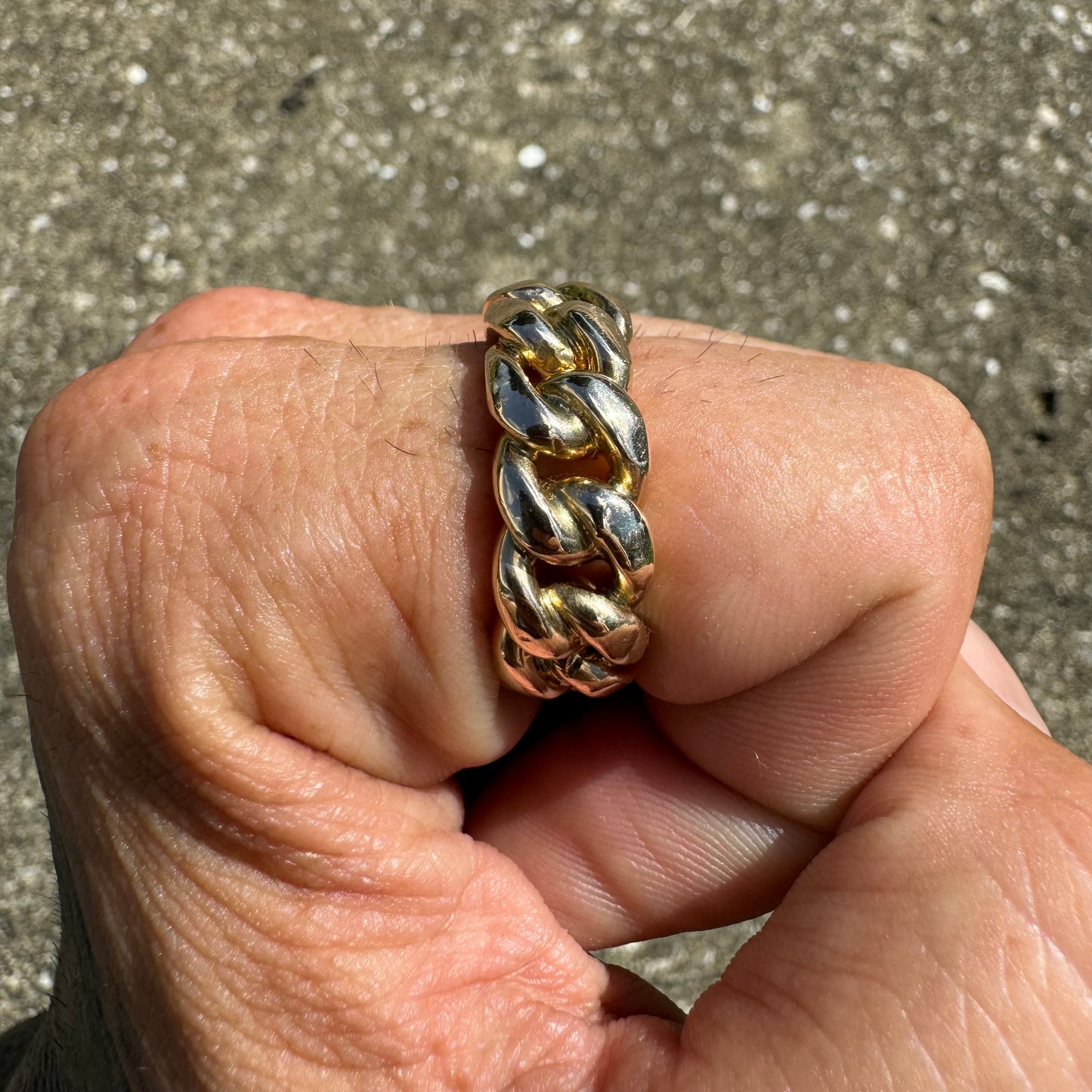 Immaculate Custom Solid 10k Yellow Gold Heavyweight Chunky Miami Cuban Link Ring (8.25)