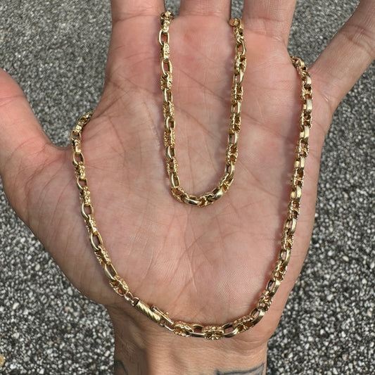 1980’s Solid 14k Yellow Gold Brutalist Chaine D’Ancre Mariner Link Necklace (18.5”)