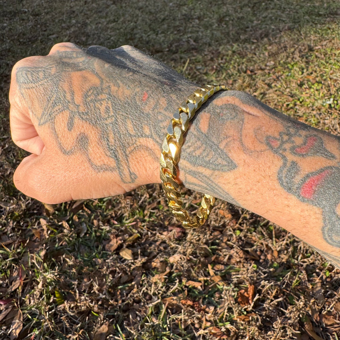 Vintage Solid 18K Italian Yellow Gold Heavyweight Cuban Link Bracelet By Fratelli Chini (8.75”)