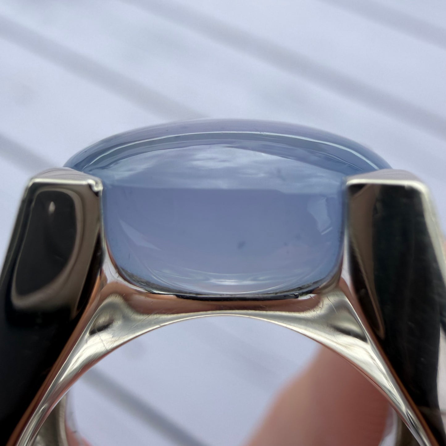 1999 Cartier Solid 18k White Gold Tankissme Chalcedony Ring (8)