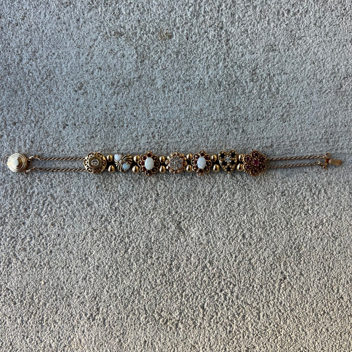 Vintage 14k Precious Gemstone Slider Bracelet By Richard Klein (7.5”)
