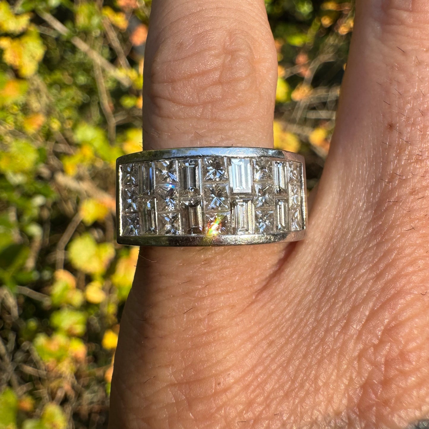 Vintage Solid 18k White Gold Invisible Set 2.5ctw VS Natural Diamond Ring (7)