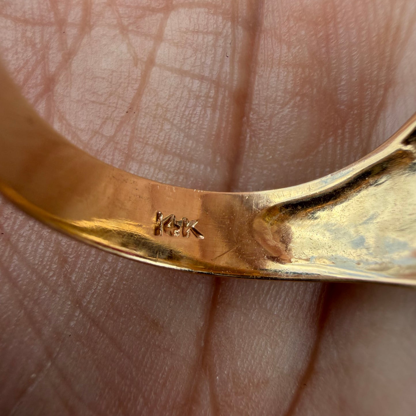 Vintage Solid 14k Yellow Gold Natural Old Euro Cut Diamond Pink Spinel Tony Soprano Pinky Ring (10)