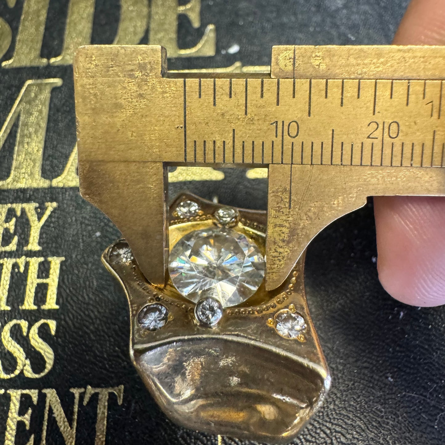 Custom Made Solid 14k Yellow Gold Super Heavyweight 1.25ctw Natural Diamond 6.0ct Moissanite Star Ring (9.5)