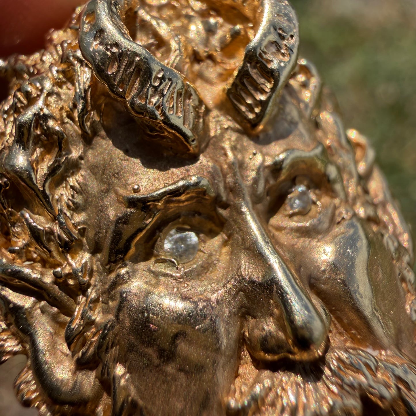 Vintage Solid 14k Yellow Gold Large Dionysus/Bacchus Pendant
